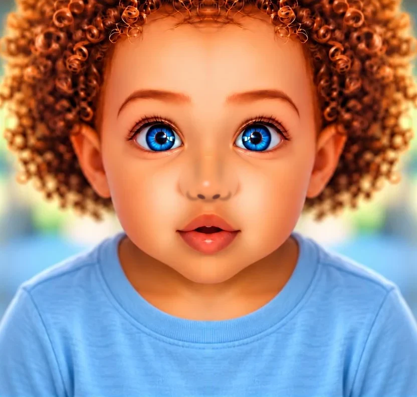 Same child in cartoon style